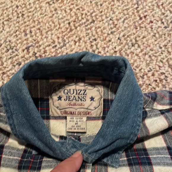 Vintage Quizz Jeans Denim Blue Plaid Button Up. Y2K - Picture 3 of 4